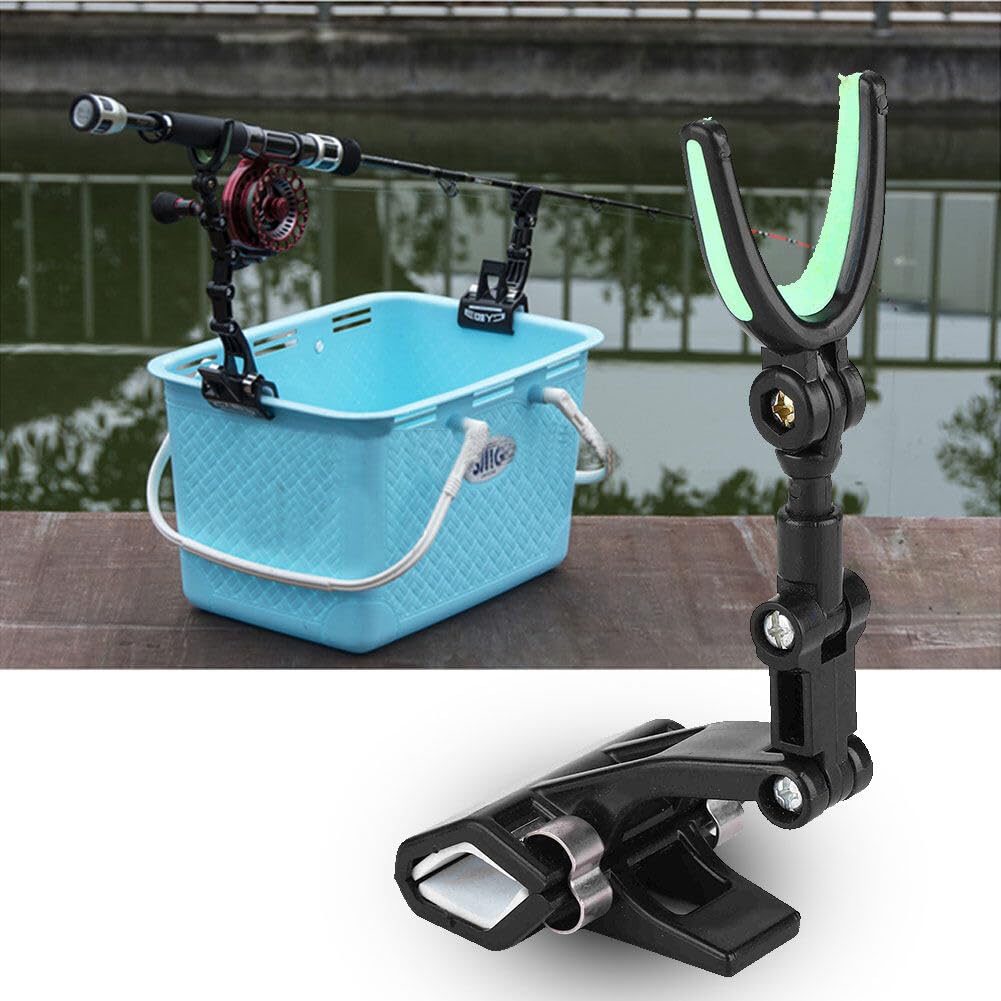 Haokaini Fishing Rod Pole Stand Bracket Rotating Fishing Rod Support Holder Rest with Clamp Fishing Accessory for Fishing Lovers 19x5. 5cm/ 7. 48x2. 17inch