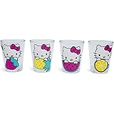 Silver Buffalo Sanrio Hello Kitty Fruit Strawberry, Pineapple, Watermelon, and Lemon 4 Pack Mini Glass Set, 1.5 Ounces