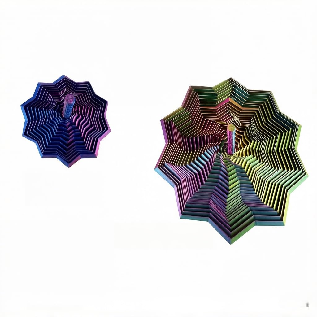 2Pcs 3D Printed Fractal Sensory Fidget Star with Handle Expandable Hexagon Spiral Stress Fidget Toy for Adults & Kids Portable Desk Decor for Office Home Ideal Christmas Birthday Present (SETB)