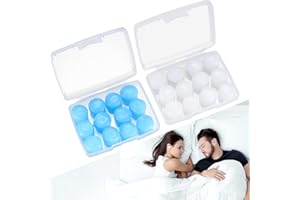 SIYURONGG 24 Pcs Silicone Ear Plugs for Sleeping, Soft Silicone Earplugs for Sleep, Noise Cancelling Reduction Earplugs for Swimming, Travel, Snoring, Concerts, Airplane, Motorcycle, Musicians, Blue/Clear
