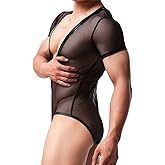 YUFEIDA Men's Faux Leather Shapewear Bodysuits Leotard Undershirts Singlet Shiny Party Club Disco Cosplay Shapewear