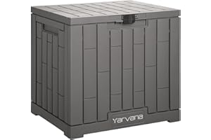 Yarvana Indoor/Outdoor Storage Box 30 Gal/113L with Lockable Lid Ottoman Chair Seat for Patio Cushions, Pool Accessories, Toy