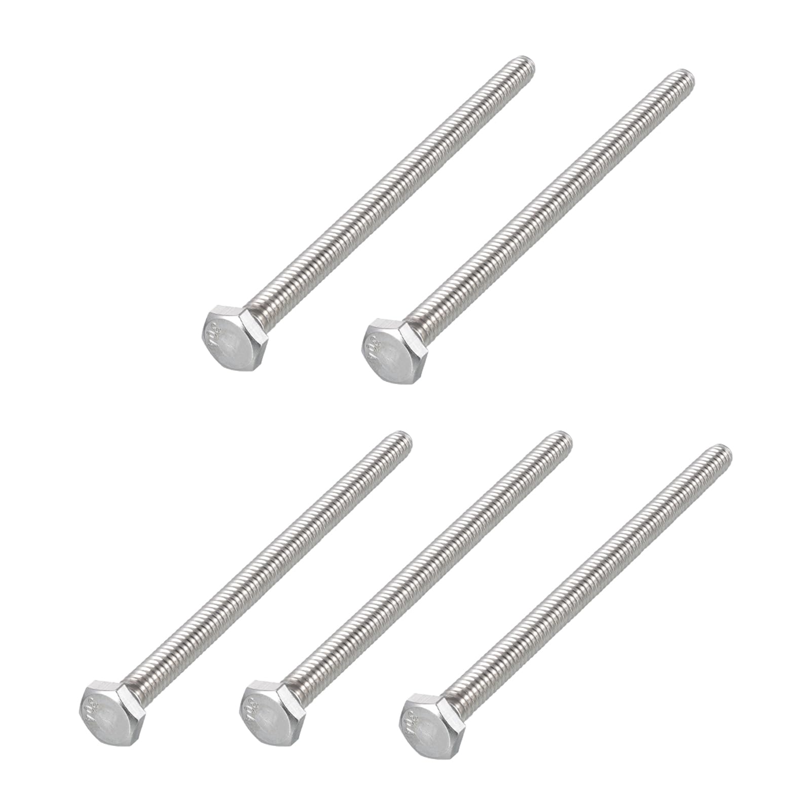 METALLIXITY Hex Head Bolts (1/4-20 x 4-1/2") 5Pcs, 304 Stainless Steel 18-8, Fully Threaded, External Hex Drive, Plain Finish, Hex Head Screw Bolt, Silver — image 1