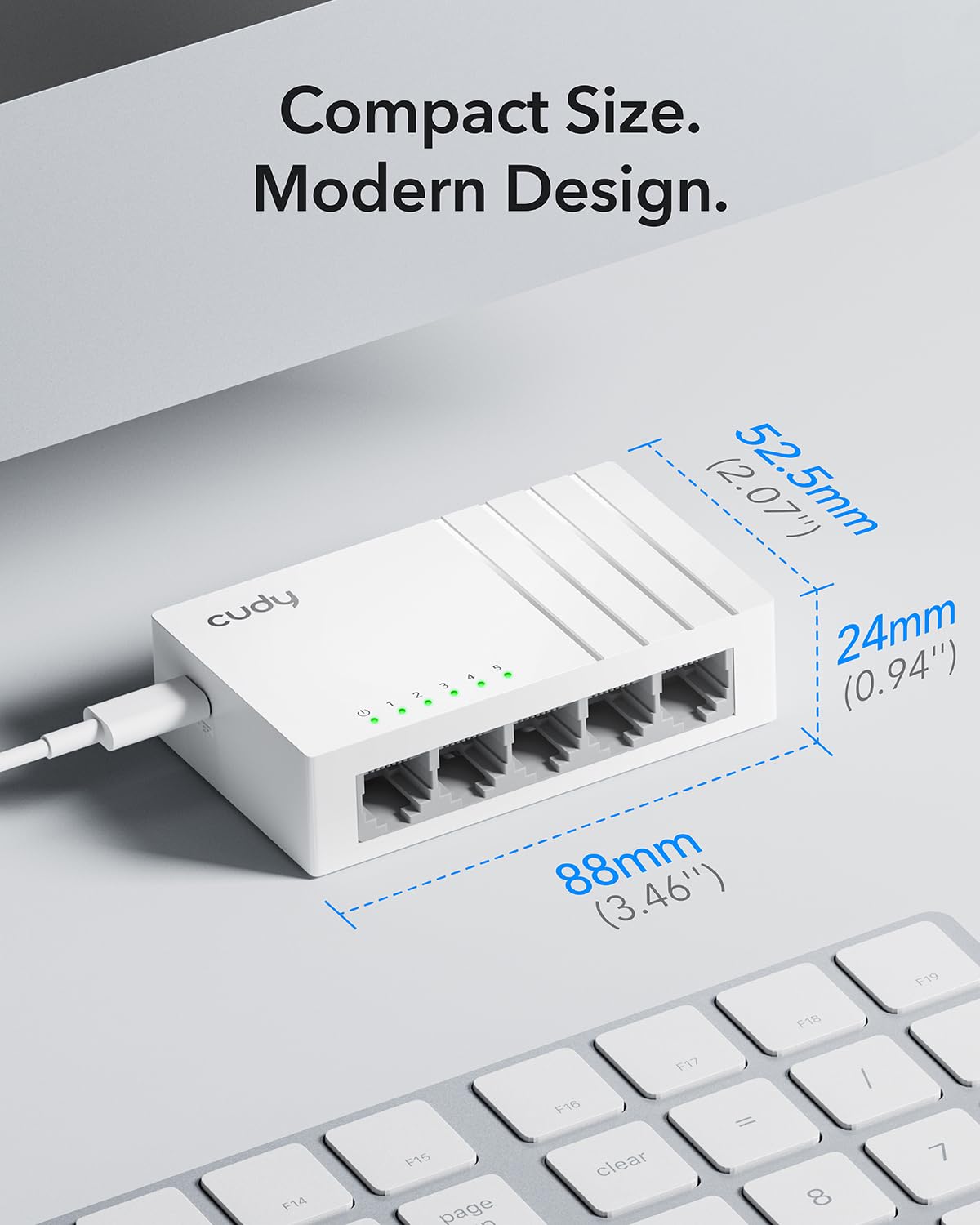 Cudy GS105U 5 Port Gigabit Ethernet Switch Mit USB-C Power Jack Desktop Ethernet Splitter Kunststoffgehäuse Ungeschirmter Schalter Plug & Play Fanless Unmanaged 6