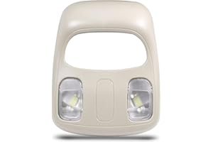 YZQPNB Overhead Console Housing with LED Map Light Compatible with 2002-2010 Dodge Ram 1500 2500 3500 4500 5500 Tan Overhead interior Dome Map Lamp Replaces 1DK78BD1AA 1DK7-8BD1-AA