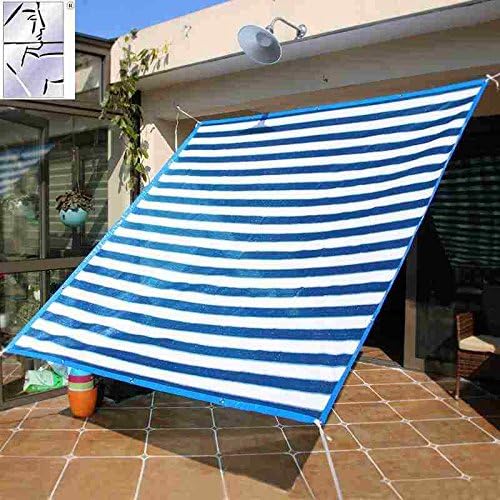Frilivin Shade Sail 75% UV Block Mesh Net Plant Cover Outdoor Garden Canopy Awning Blue&amp;White Strip (1.8x2m)