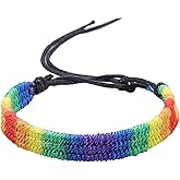 MALOYANVE Rainbow LGBT Pride Bracelet for Lesbian Gay Bisexual Handmade Adjustable LGBTQ Bracelets Braided Wristband Pride Month Friendship String Bracelet Gifts for Men Women