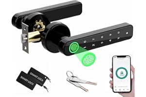 LKUWEE Smart Lock 5 in 1, Fingerprint Door Lock Set, Keyless Entry Door Knob with APP/Code/Keys/IC Card/Fingerprint, Electron