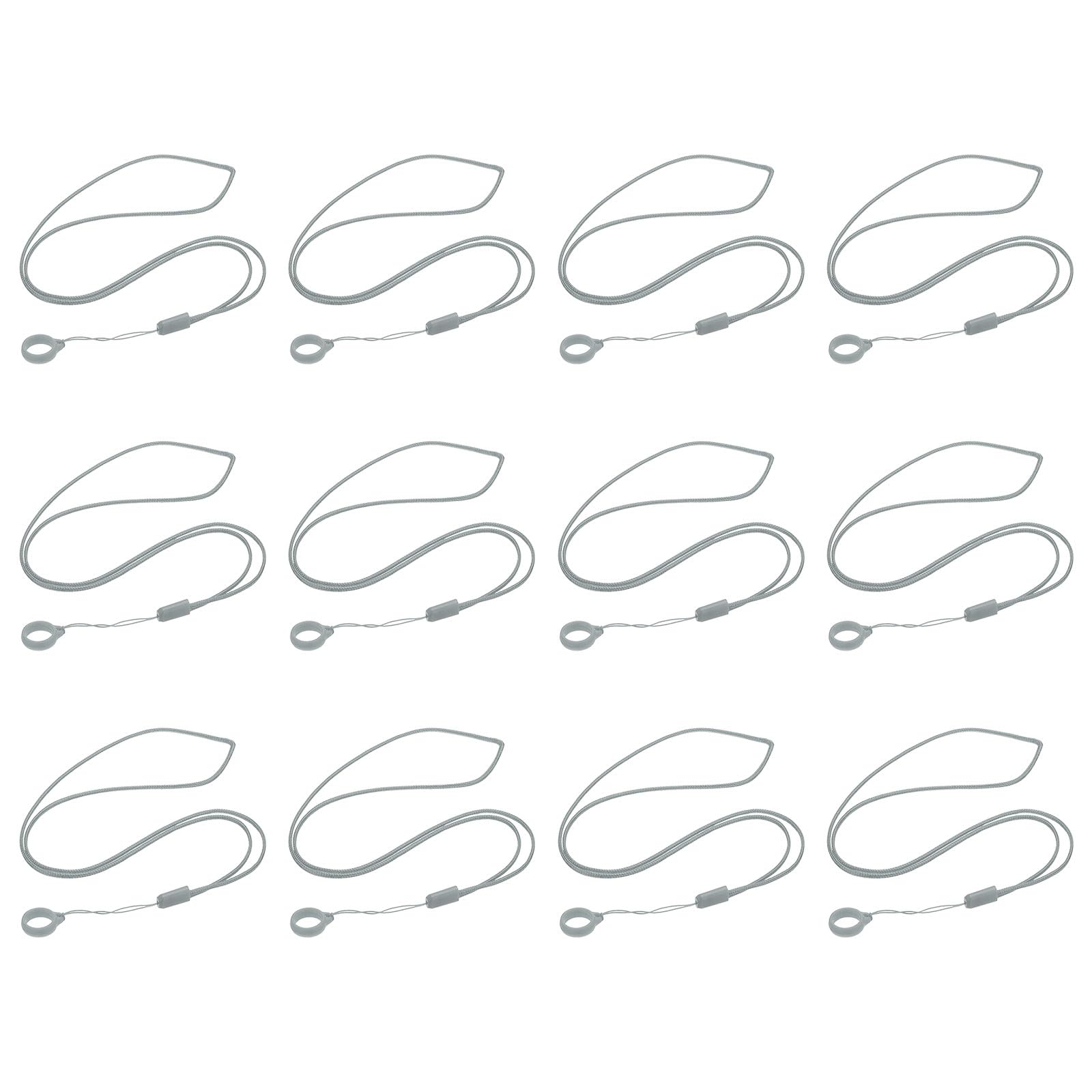 PATIKIL Anti-Lost Necklace Lanyard with Anti-Lost Silicone Rubber Ring, 12 Pcs Joint Holder Ring Multipurpose Replacement Leash for Insert Badge Pen Lanyard Keychain Leash, Gray