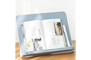 GALEFORM Book Stand for Reading Angle Adjustable Book Holder Tray for School Kids Students Foldable Cookbook Stand Desk Reading Stand with Page Paper Clips for Textbooks Recipe Magazine Laptop Tablet