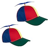 Framendino, 2 Pack Detachable Propeller Top Hat Adult Rainbow Helicopter Baseball Cap 2 Sizes