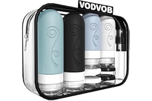 vodvob 16 Pack Travel Bottles Set for Toiletries, TSA Approved Travel Containers Leak Proof Silicone Squeezable Travel Accessories 2oz 3oz for Shampoo Conditioner Lotion Body Wash (BPA Free) (black)