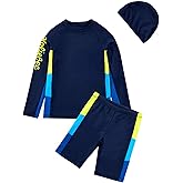 BASADINA Boys Swimsuits UPF 50+ Sun Protection Rash Guard 2 Piece Kids Bathing Suit 4-16 Years