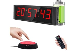 Ousmile Large Stopwatch with Start/Stop Button, LED Digital Timer with Remote, Countdown Clock with Buzzer, Gym Clock for Home Gym, Interval Timer for Workout