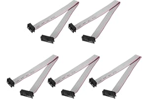 MECCANIXITY 5 Pcs IDC Flat Ribbon Cable, 2.54mm Pitch 12mm Width 20cm Long 10 to 16 Pin FC to FC Flat Ribbon Connector Jumper