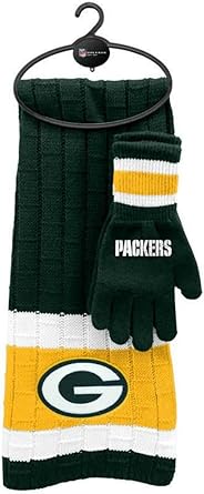 Amazon Com Genuine Merchandise Green Bay Packers Scarf Glove Set One Size Osfa Team Colors Clothing