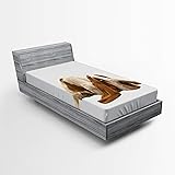 Ambesonne Basset Hound Fitted Sheet, Long Eared Dog