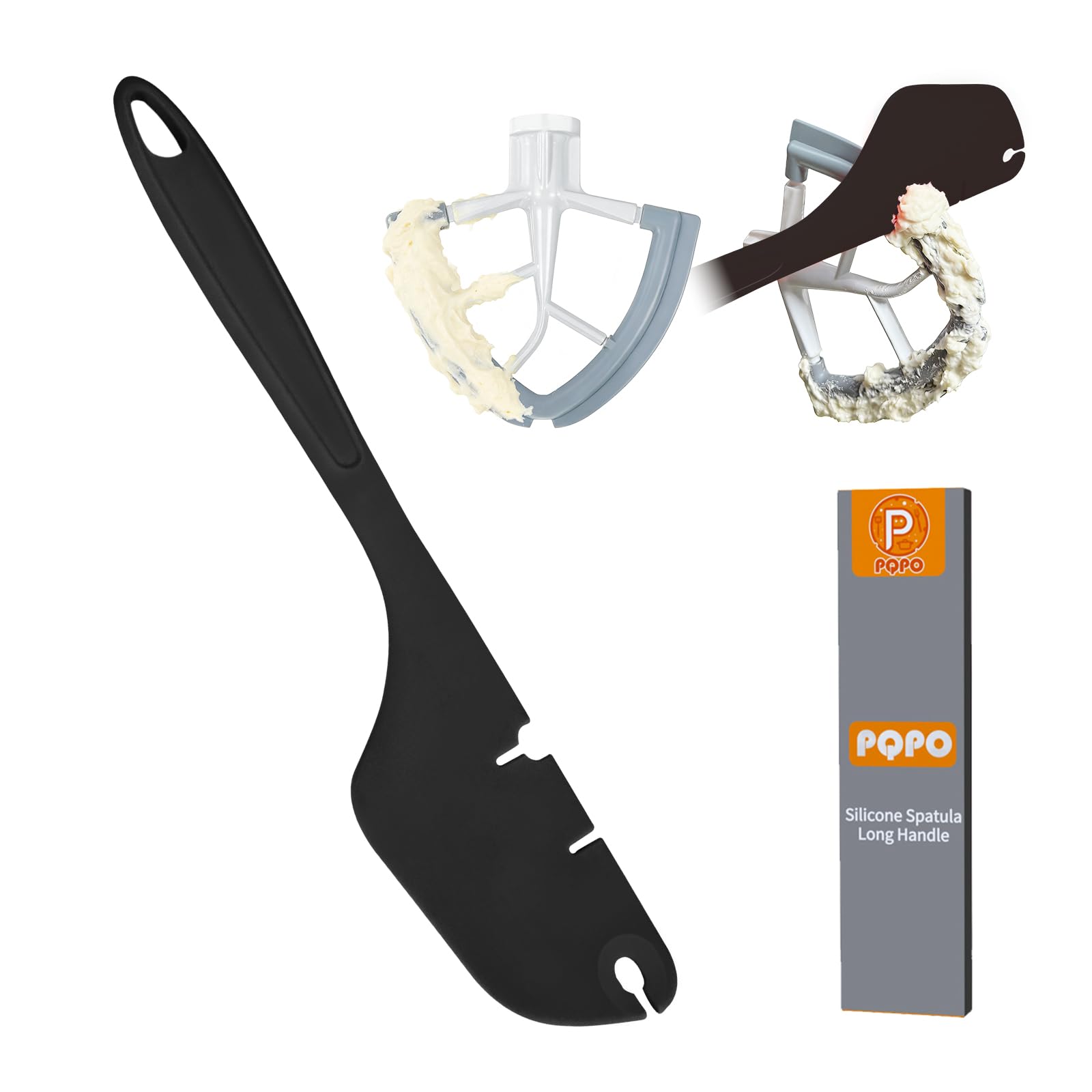 Photo 1 of 12-Inch Silicone Spatula Mixer Beater Scraper Compatible with KitchenAid Stand Mixer Attachments,Works on Flat Beaters, Whisks, Dough Hooks (Black)