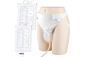 OPSTRA YEE Wearable Urine Collector with 1000ml & 2000ml Urine Collection Bags 1.2M Catheter and Dual Capacity Bags, Includes Breathable Cotton Pants Leak Proof Anti Reflux for Elderly Men White