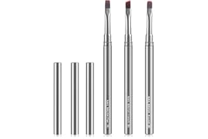 INENK 3Pcs Nail Art Clean-Up Brushes Set, Cleaning Mistake Polish On Cuticles Angled Round Flat Brush Acetone Resistant For Manicure Painting Design Cleaner Remover Tool Professional DIY