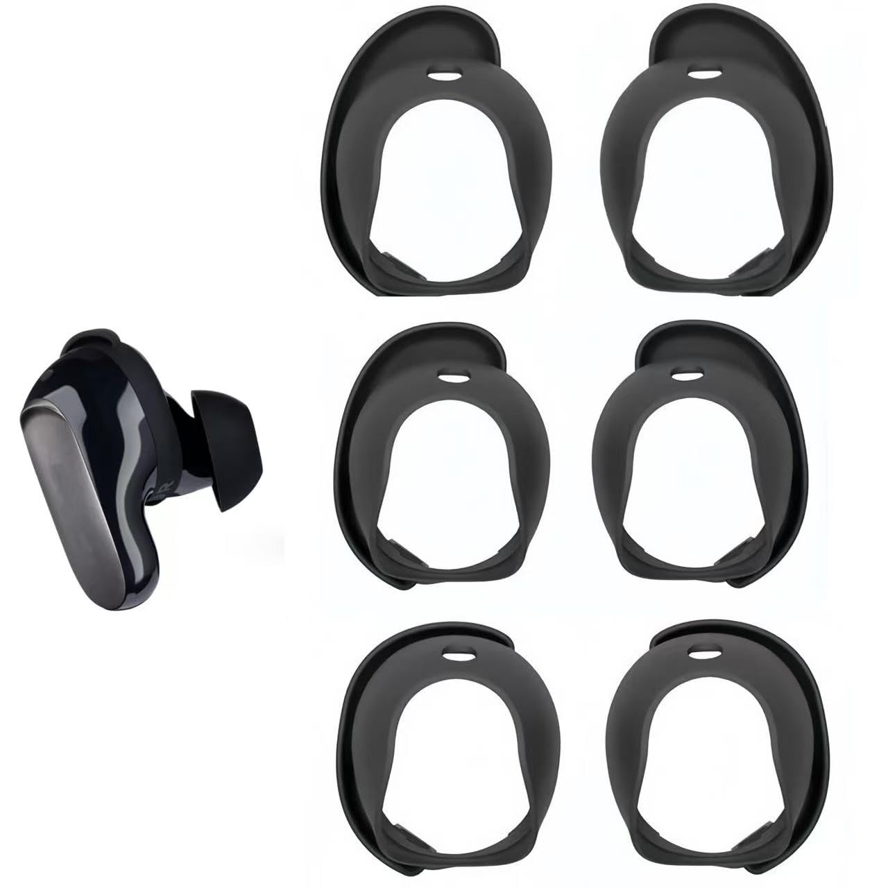 Photo 1 of 3 Pairs Replacement Ear Tips for Bose QuietComfort Earbuds II (2022) & Bose QuietComfort Ultra Earbuds (2023)- Anti-Slip Silicone Wingtip Covers Eartip-Black