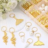 JOLCEEY 225pcs Gold Hair Jewellery Beads Cuffs Charms Rings for Braids view 3