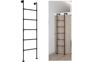 ZGZCQDSL Basement Window Well Egress Ladder, 5.6×1.5FT RV Bunk Bed Ladder Wall Mounted Wrought Iron Attic, Metal Climbing Loft Steps Bunk Ladders for High Bed Outside Deck RV Apartments