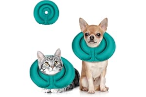 MIDOG Soft Inflatable Dog Cone - Comfortable Alternative After Surgery That Doesn't Block Vision, Patented Donut Recovery Collar Prevents Licking for Large & Medium Dogs (XS)