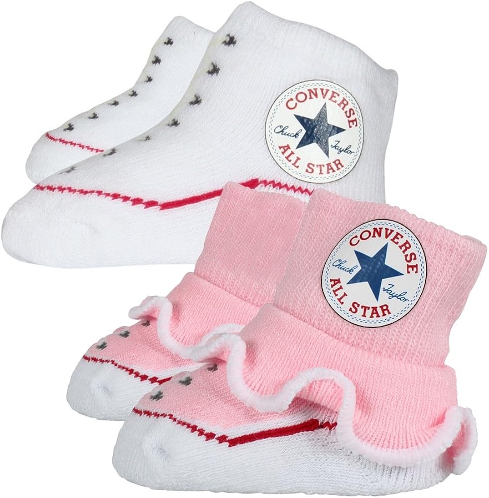 Converse Baby 2Socks Gift Set Ruffles Infant Booties Arctic Pink