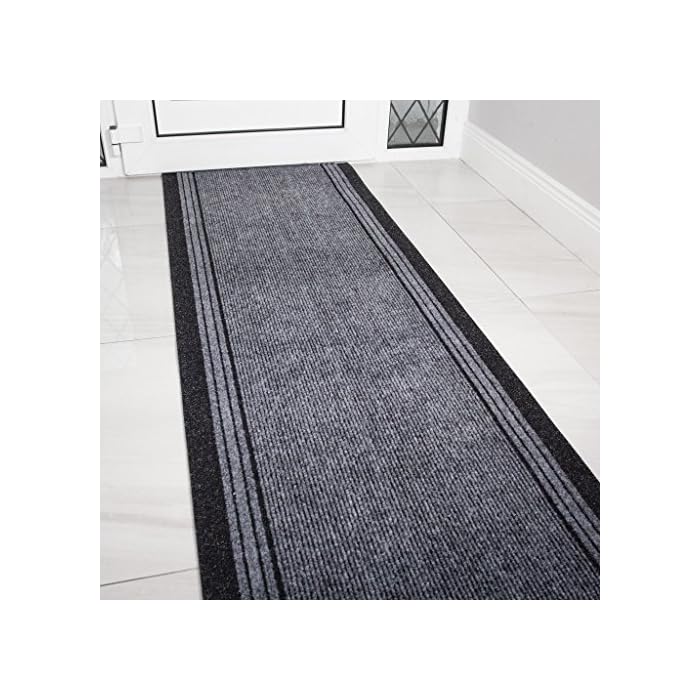 The Rug House Grey Rubber Backed Very Long Hallway Hall Runner Narrow