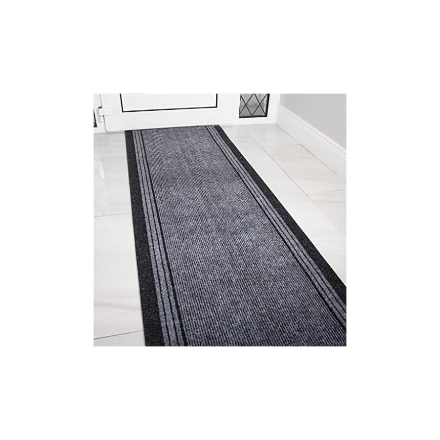 The Rug House Grey Rubber Backed Very Long Hallway Hall Runner Narrow