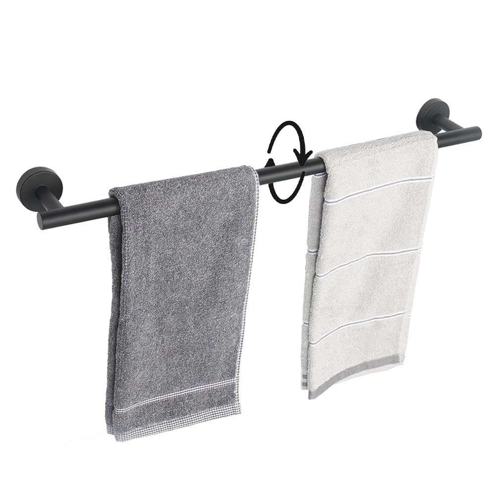 TocTen Bath Towel Bar - Thicken SUS304 Stainless Steel Bathroom Towel Holder, Towel Rod for Bathroom Heavy Duty Wall Mounted Towel Rack Hanger (24IN, Black)
