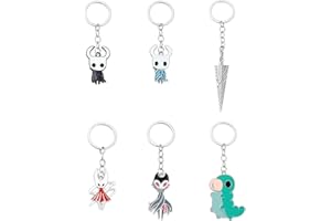 YJacuing 6PCS Video Game Hollow Chibi Knight Cute Metal Keychain Hanging Ornament Bag Charm for Gamers