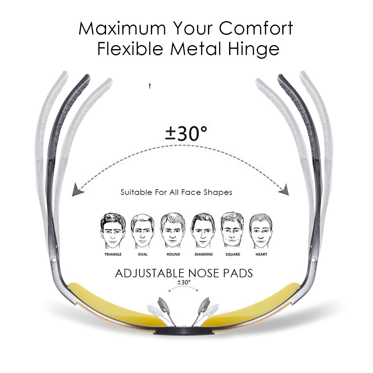 CHEREEKI Gafas de Sol Visión Nocturna, Gafas de Sol Visión Nocturna Polarizadas Hombre Mujer, Gafas de Conducir Deportes100% Protección UV400 Gafas para Conducción (amarillo)