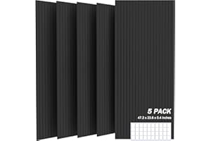 JVJVJ 5 Pack Large Acoustic Panels, 48"X24"X0.4" Sound Proof Foam Panels for Walls, Sound Dampening Panels, Sound proof panels for walls, Soundproof Wall Panels for Home Studio&Office Decor.(Black)