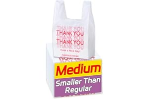 YovhVon Medium Size 100 Count Plastic Bags with Handles, T-Shirt Bags, Thank You bags, Shopping Bag, Grocery bag, |for Store, Carry, Pack, Retail|, White, 1/8 Barrel, 10"x5"x18"