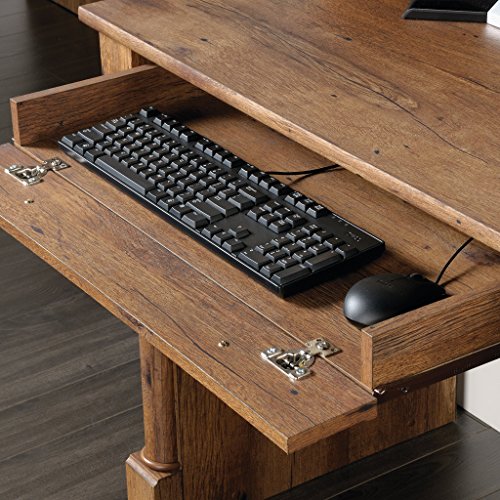 Sauder Palladia Computer Desk with Hutch in Vintage Oak