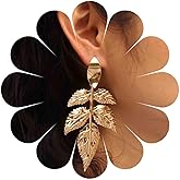 Erimberate Bohemian Metal Leaf Dangle Earrings Gold hammered Leaf Earrings Large Leaf Stud Earrings Statement Leaf Plant Earrings Jewelry for Women Gifts