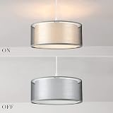 FRIDEKO HOME 2 Tier Light Shade Ceiling Grey Lampshade 30cm Modern Drum view 2