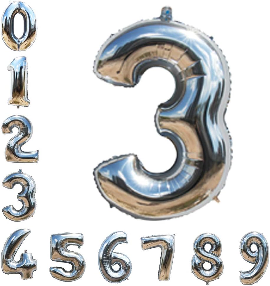 Silver Number Balloons 40inch Helium Birthday Balloons Foil Mylar Digital Balloons for Birthday Engagement Wedding Bridal Shower Anniversary of 2019 BALLOON (3)