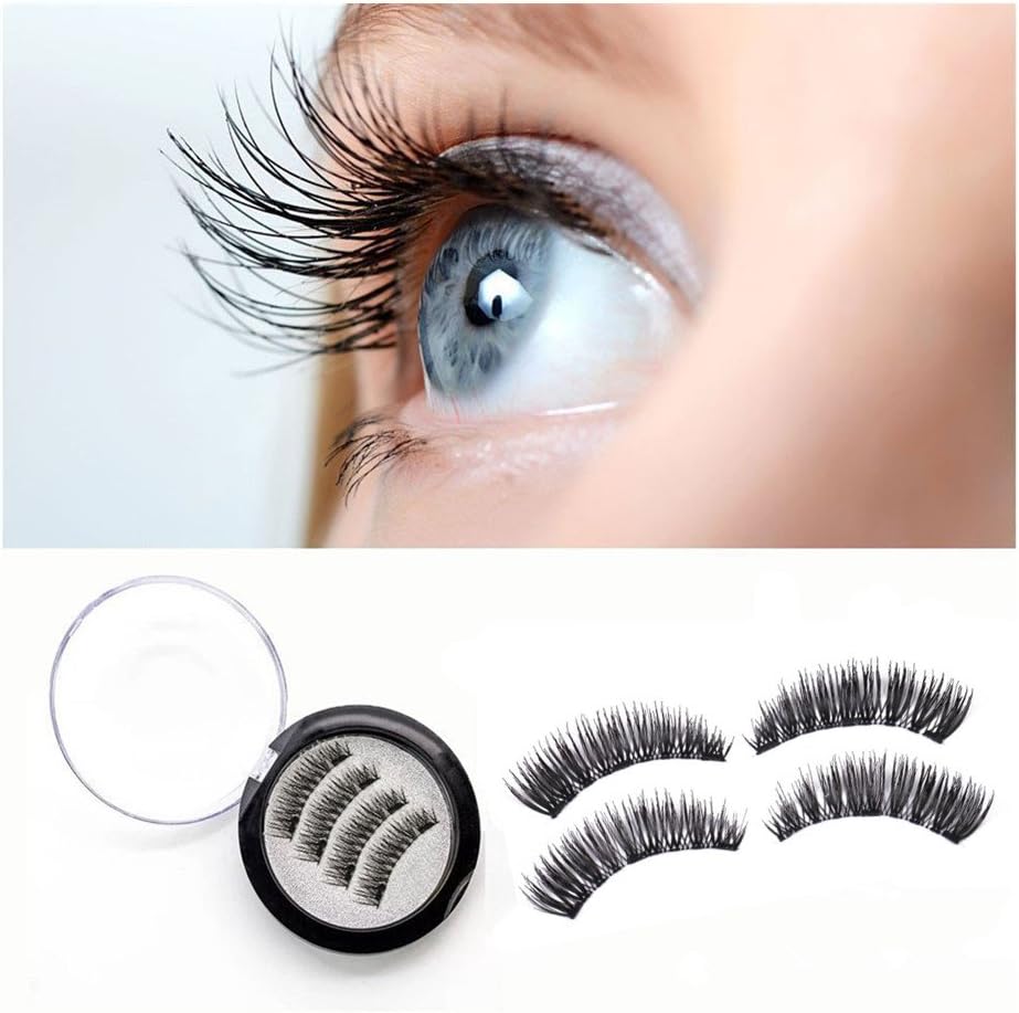 BONNIE CHOICE 32 Pcs Magnetic False Eyelashes Extension, No Glue Ideal for Deep Round Eyes Triple Magnet Hand Made Fake Eye Lash Extension False Set for Natural Look (8 Patterns)