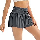 Blaosn Flowy Athletic Shorts for Women Workout Running Gym Yoga High Waist with Pockets Sweat Skorts Casual Summer Clothes
