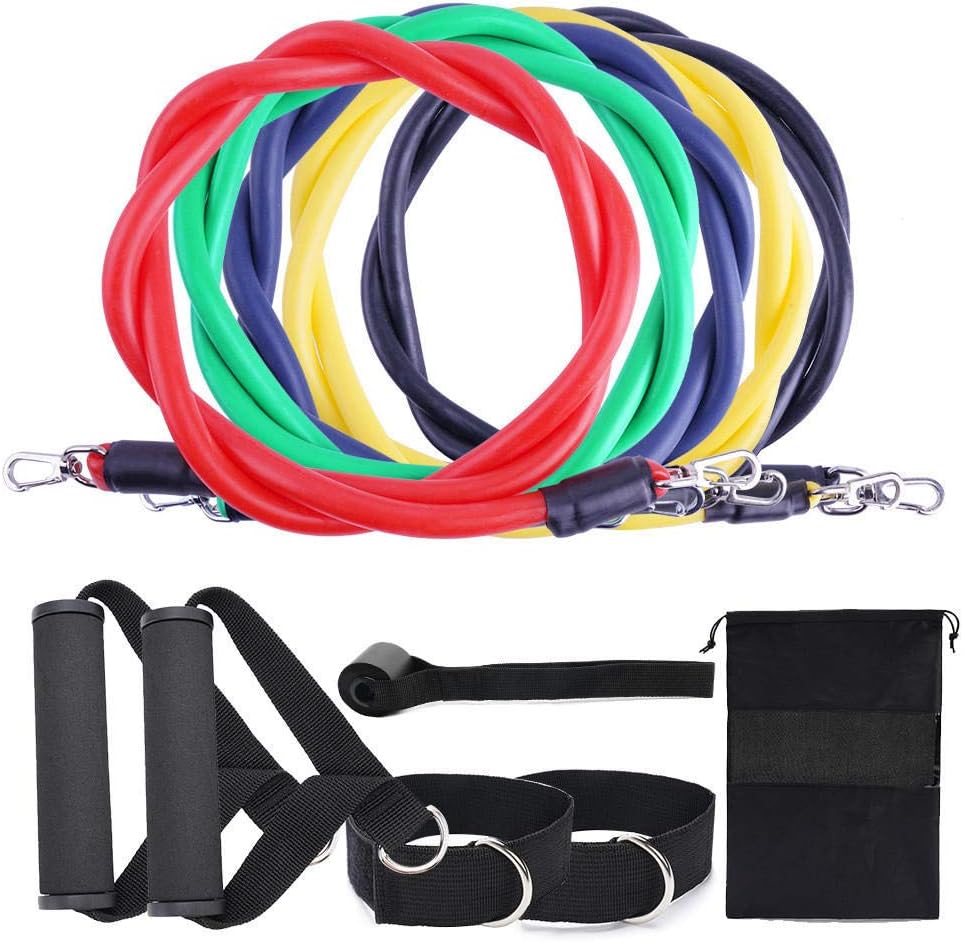 Exercise Band Elastic Rope 11-Piece Suit Resistance Band Elastic Rope Home Fitness Chest Muscle Training Puller-11-Piece Set
