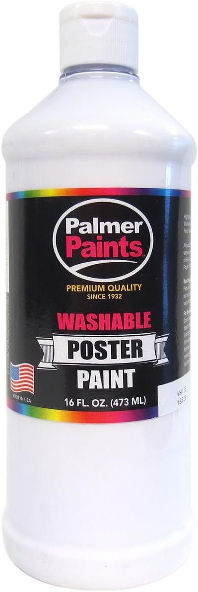 Palmer Washable Poster Paint 16Oz White, Multicolour, 450 ml (Pack of 1)