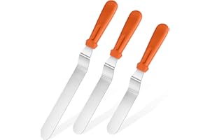 Icing Spatula, U-Taste Offset Spatula Set with 6", 8", 10" Blade, 18/0 Stainless Steel with PP Plastic Handle Angled Cake Dec