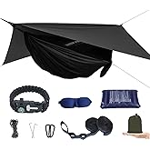Camping Hammock with Mosquito Net and Rain Fly - Travel Hammock Bug Net - Hammock Tent for Outdoor Hiking Backpacking Travel 