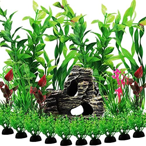 Fish Tank Plants, QUOZUO 20pcs Aquarium Decor Green Plants Artificial Aquarium Decorations Plant, Fish Tank Accessories For Household And Office