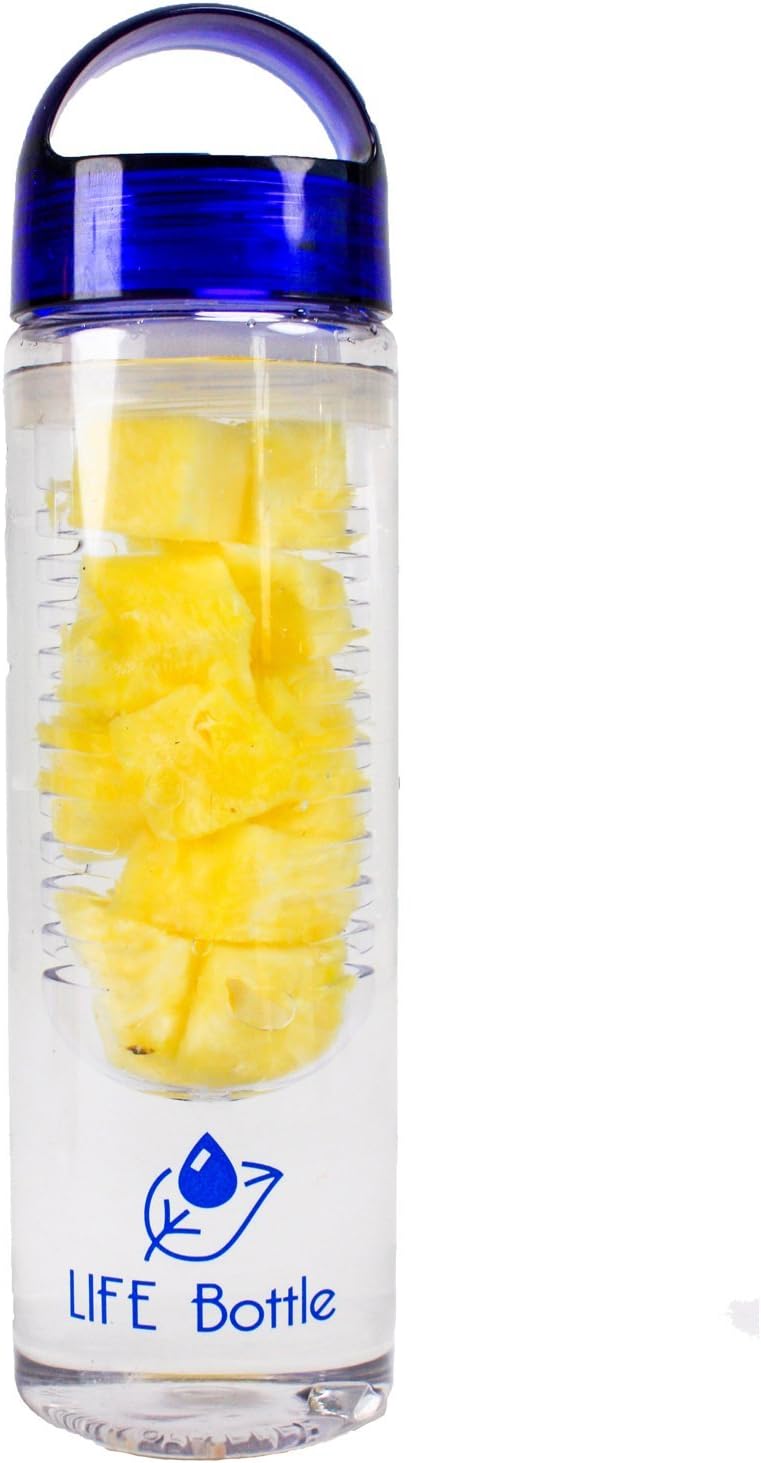 Life Bottle Infusing Water Bottle comes with free Recipe ebook with 50 Infuser Recipies (Blue)