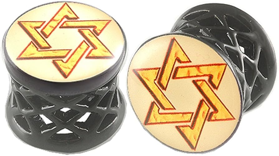 Amazon 1 2 インチ 12mm ダビデの盾 ロゴ ピクチャー 合金 ダブルフレアプラグ フレッシュトンネル ボディピアス 拡張 2ピース Alau ジュエリー 通販