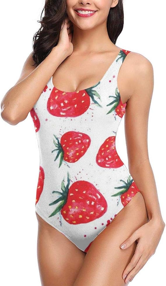 Amazon Co Jp 水彩いちご ワンピース 水着 レディース ビキニ おしゃれ セクシー スリムフィット 人気 競泳水着 服 ファッション小物
